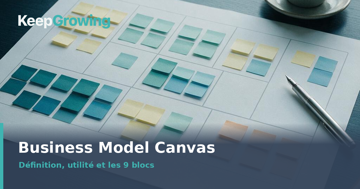 Business Model Canvas : les 9 blocs sur un bureau